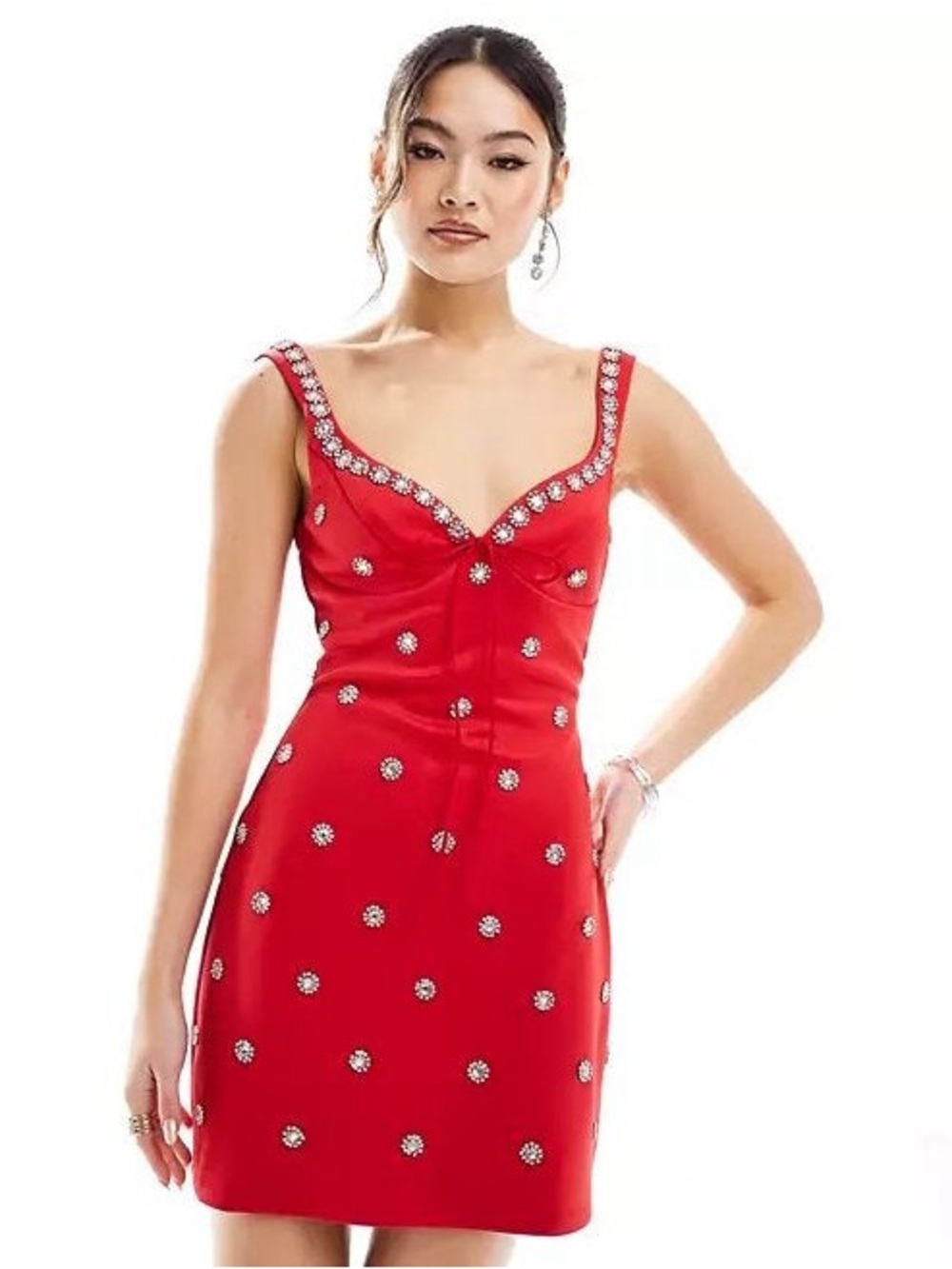 ASOS Design: Embellished Red Cocktail Dress
